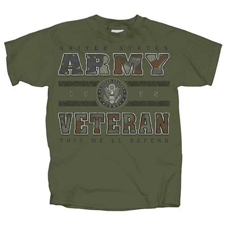 Army Veteran Camo Olive Adult T-shirt - Army Heritage Center Foundation
